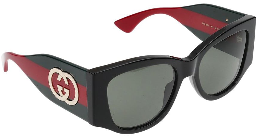 Gucci Sunglasses GG2115S 001 black green grey 55/18/135 Grijs