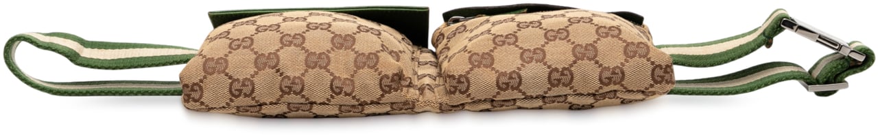 Gucci GG Canvas Web Double Pocket Belt Bag Bruin