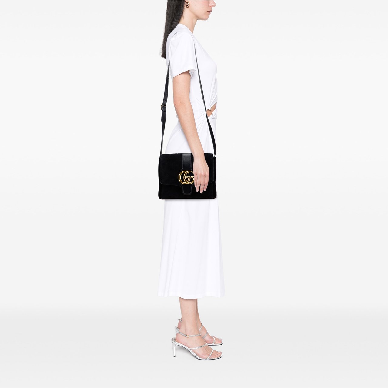 Gucci Medium Suede Arli Crossbody Zwart
