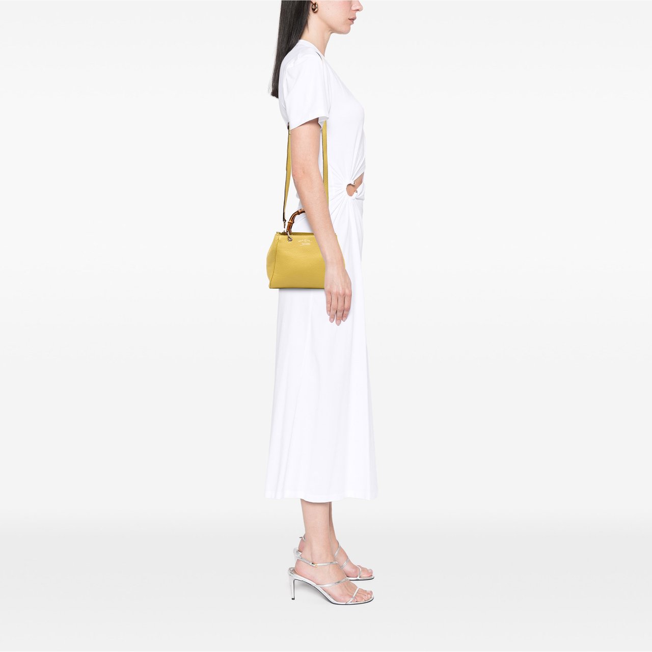 Gucci Mini Calfskin Bamboo Shopper Satchel Geel