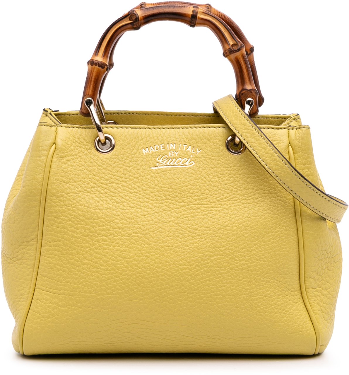 Gucci Mini Calfskin Bamboo Shopper Satchel Geel