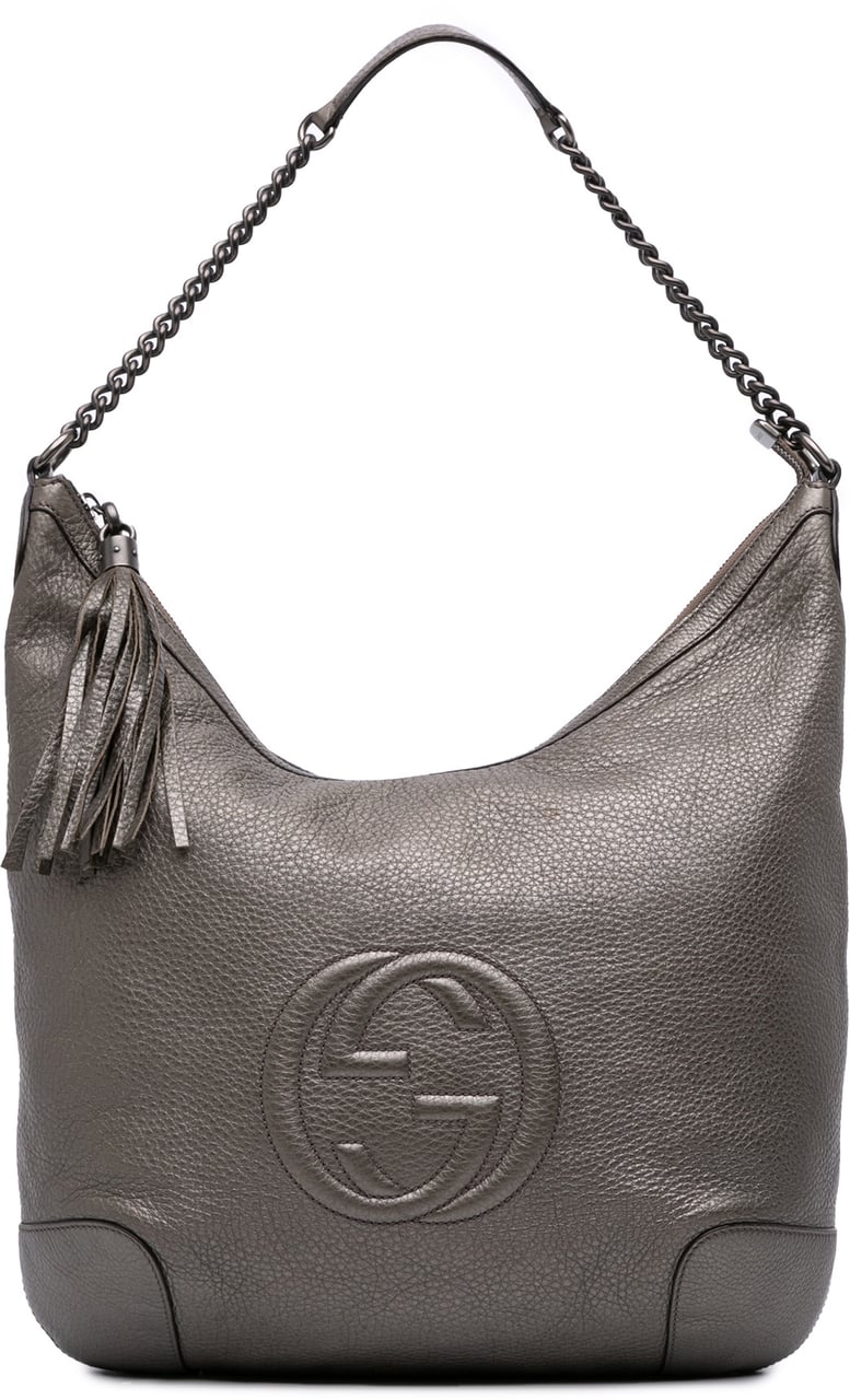 Gucci Metallic Leather Soho Shoulder Bag Zilver