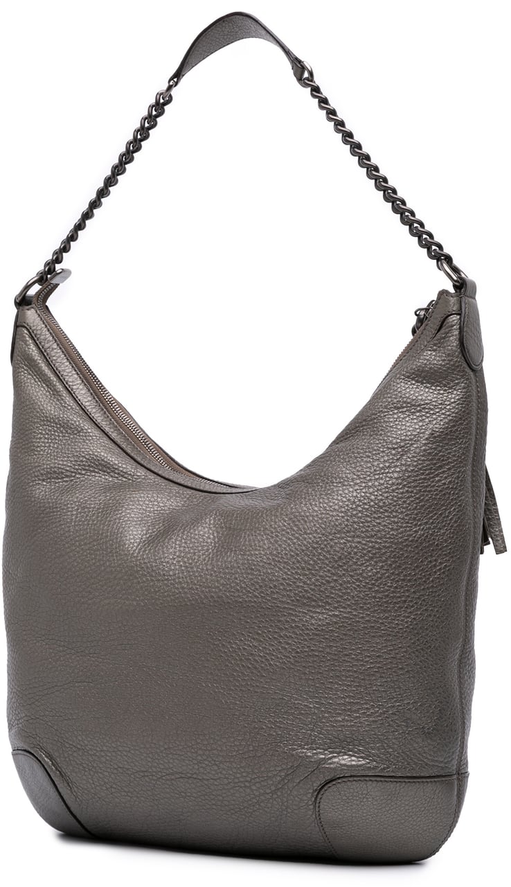 Gucci Metallic Leather Soho Shoulder Bag Zilver