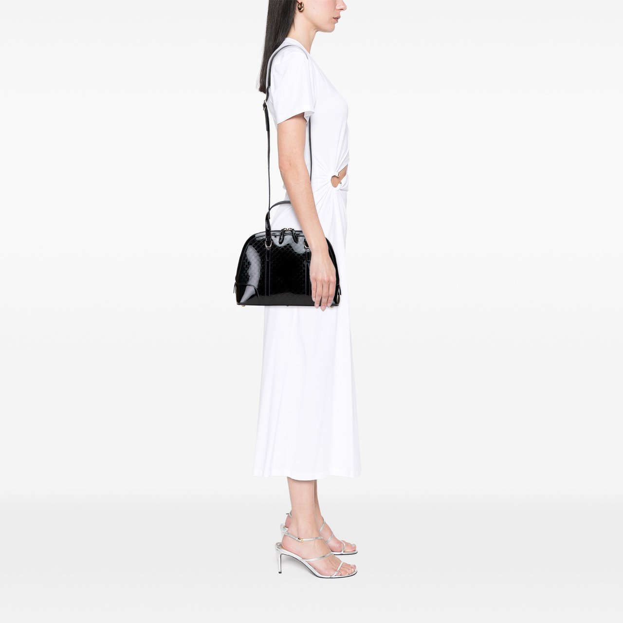 Gucci Small Microguccissima Patent Nice Satchel Zwart