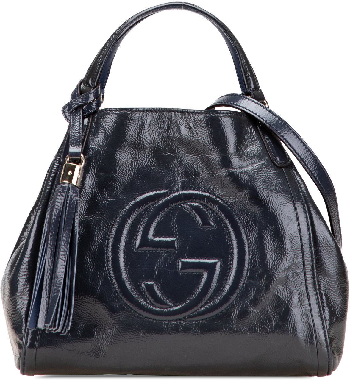 Gucci Small Patent Soho Satchel Blauw