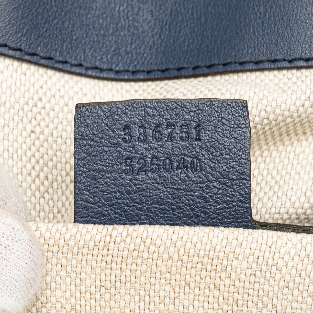 Gucci Small Patent Soho Satchel Blauw