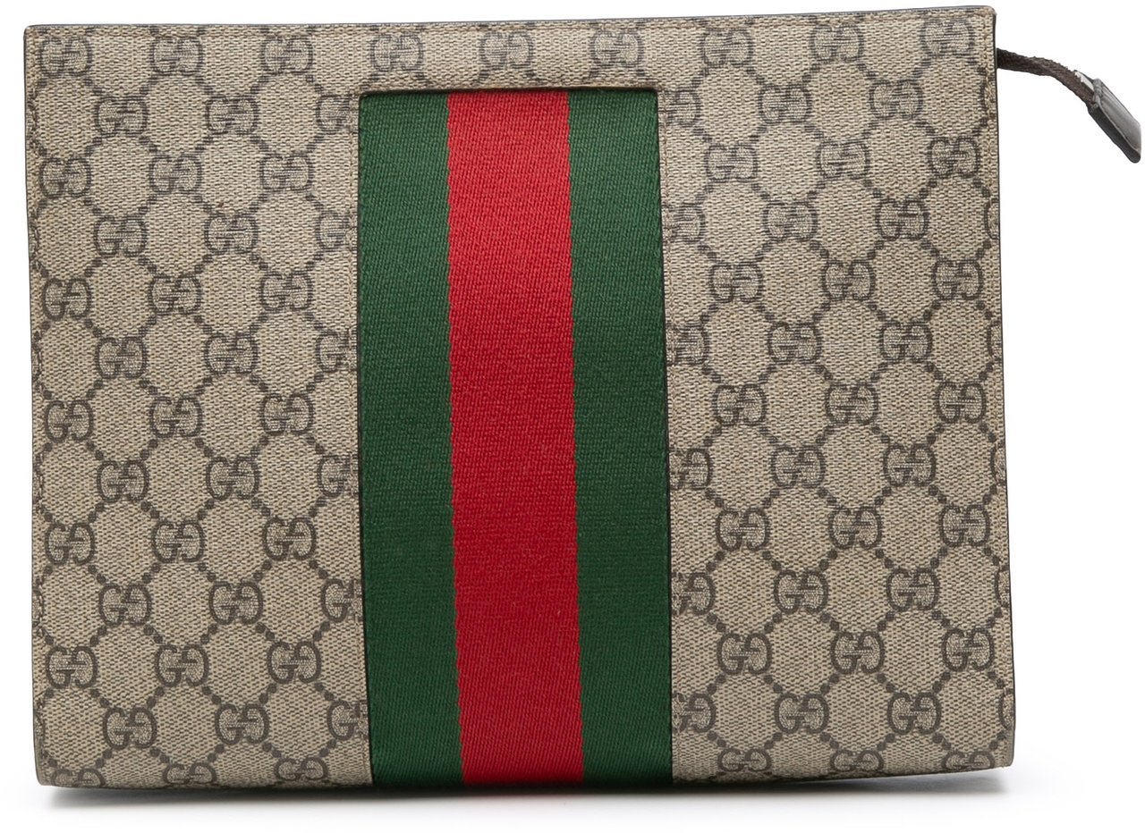 Gucci GG Supreme Web Clutch Bruin