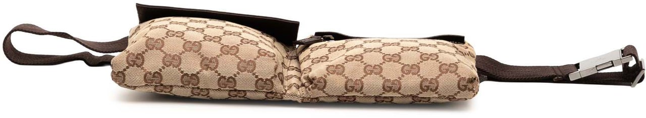 Gucci GG Canvas Double Pocket Belt Bag Bruin