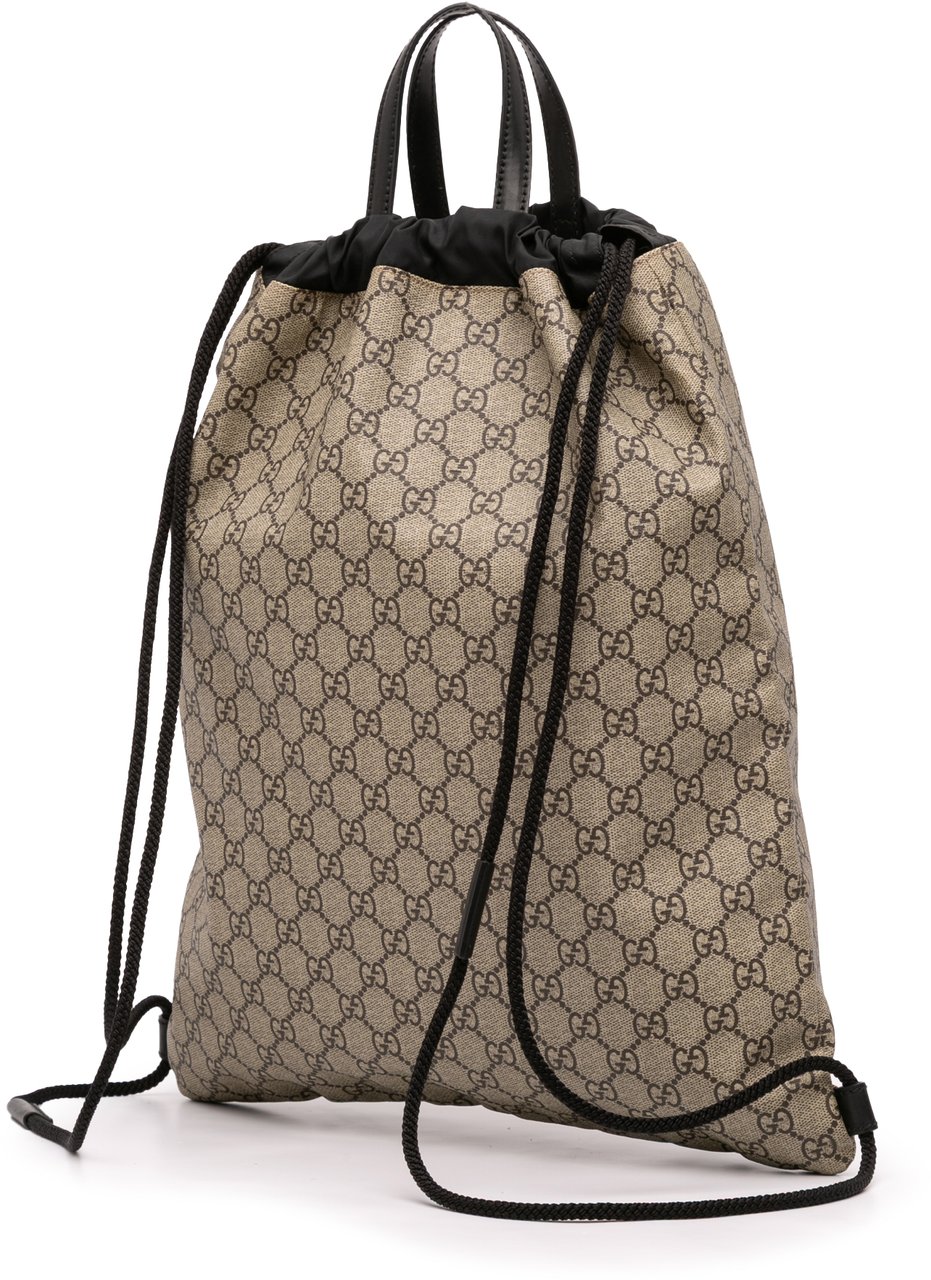 Gucci GG Supreme Angry Cat Drawstring Backpack Bruin