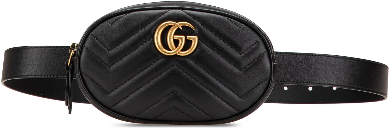 Gucci GG Marmont Matelasse Leather Belt Bag Zwart