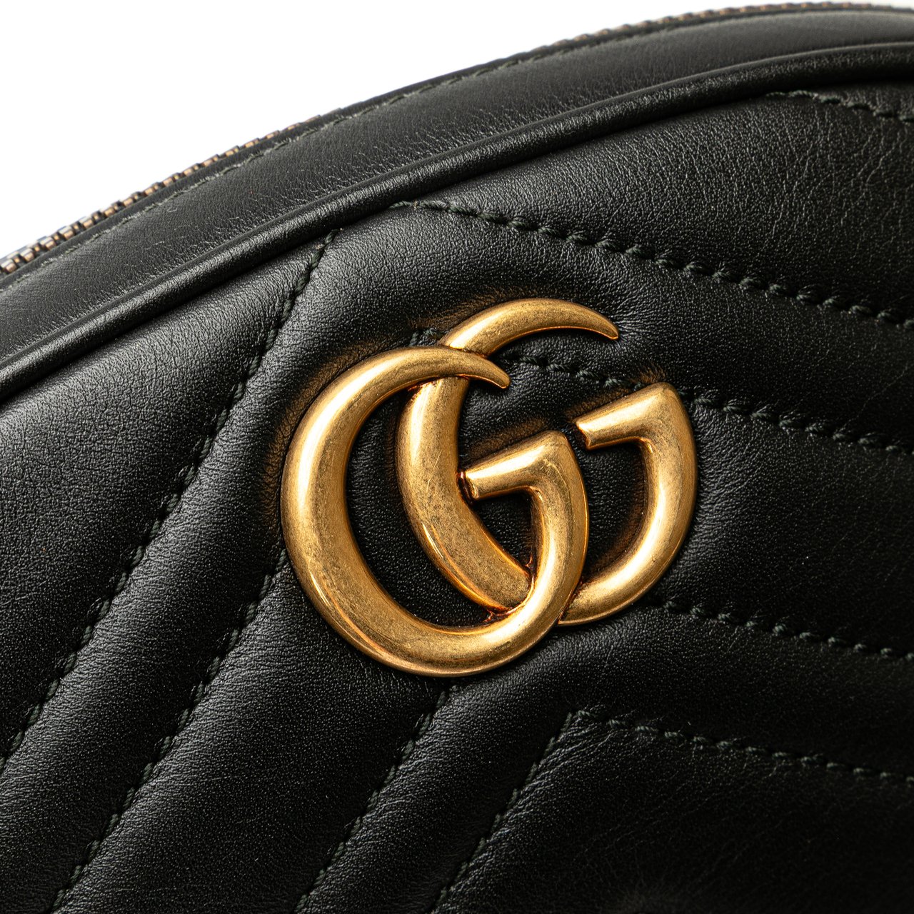 Gucci GG Marmont Matelasse Leather Belt Bag Zwart