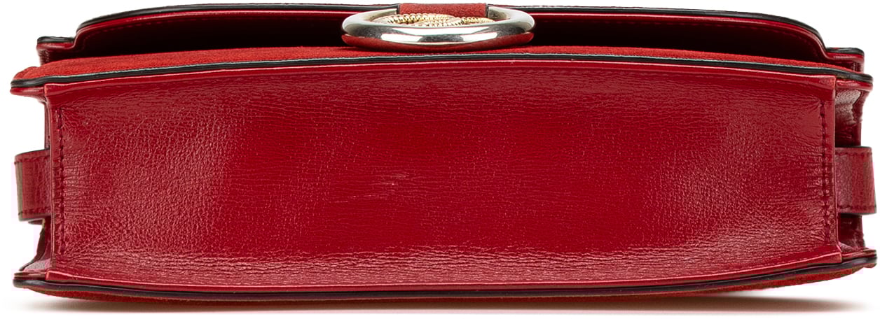 Gucci Small Suede GG Ring Torchon Crossbody Rood