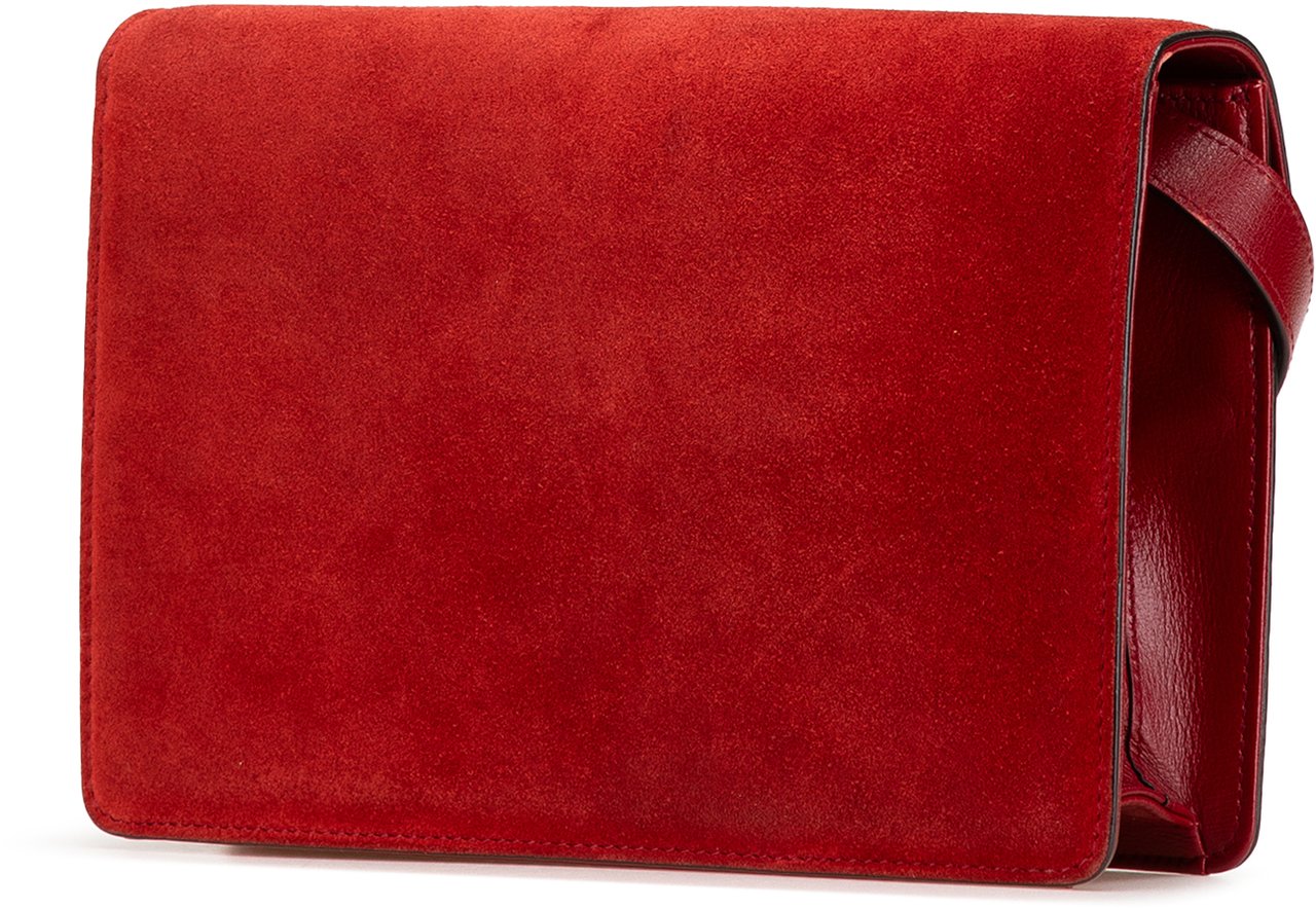 Gucci Small Suede GG Ring Torchon Crossbody Rood