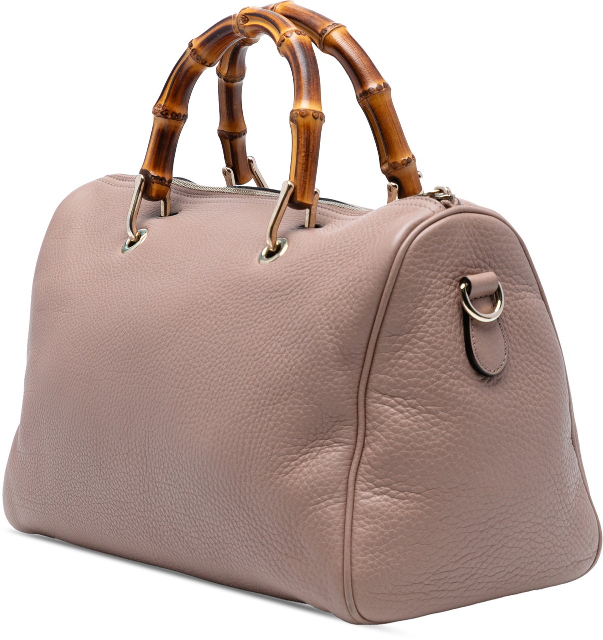 Gucci Medium Calfskin Bamboo Shopper Boston Bag Bruin