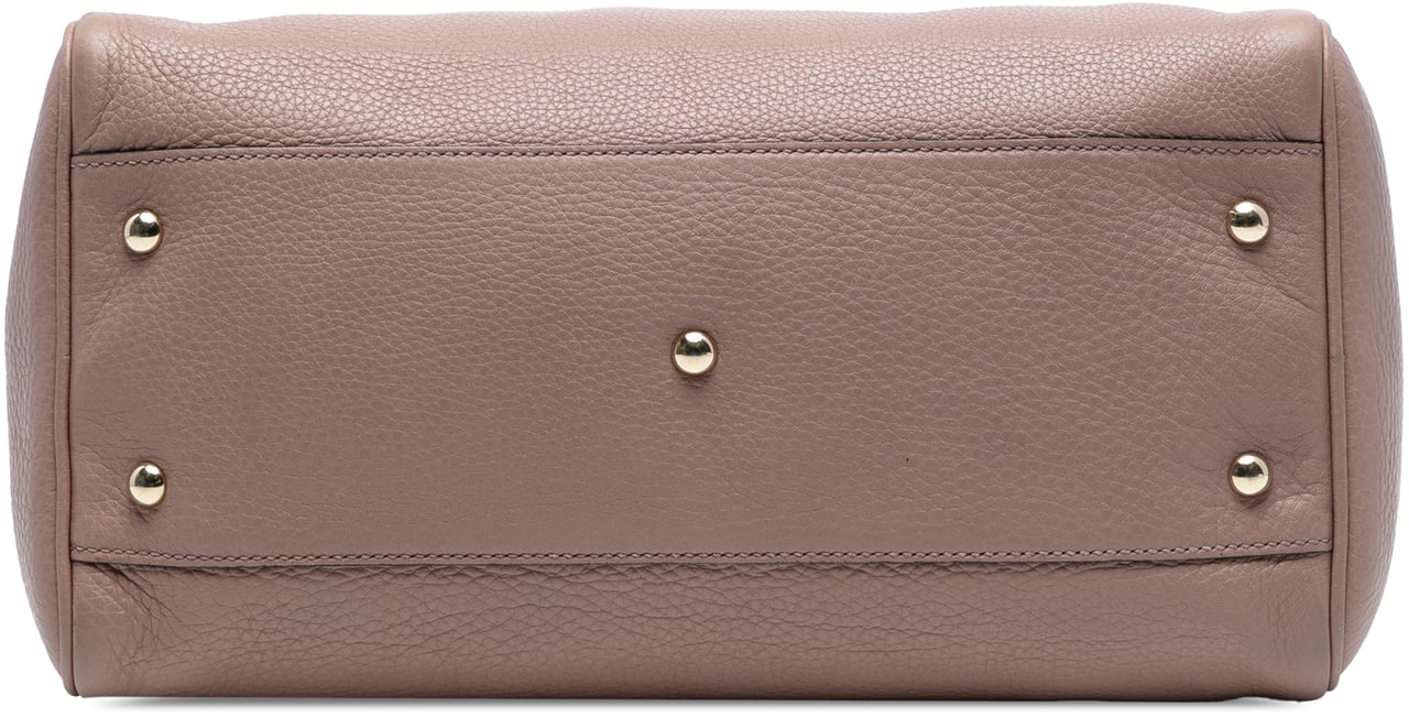 Gucci Medium Calfskin Bamboo Shopper Boston Bag Bruin