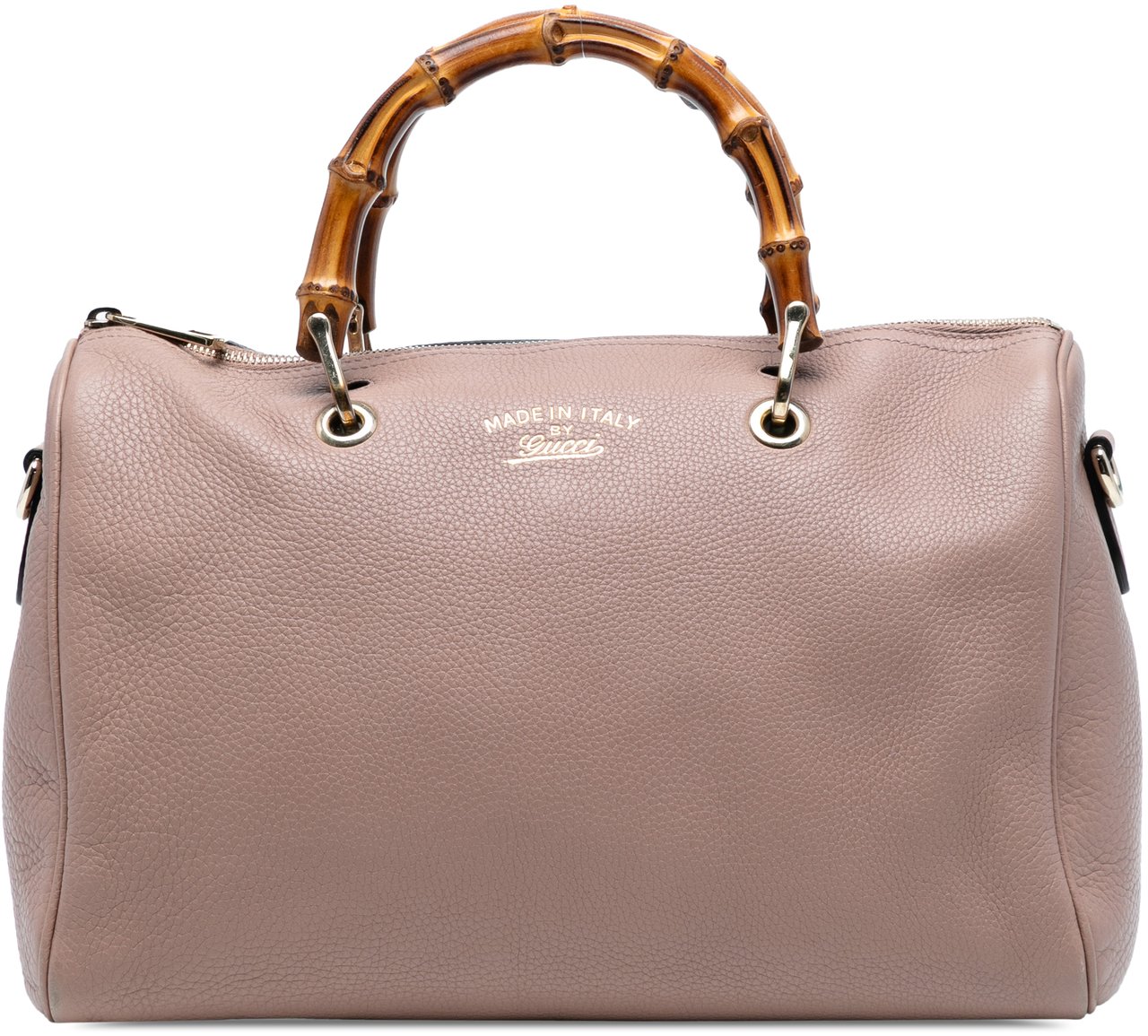 Gucci Medium Calfskin Bamboo Shopper Boston Bag Bruin