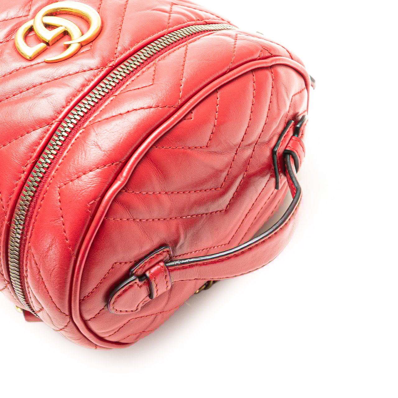 Gucci GG Marmont Round Matelasse Leather Backpack Rood