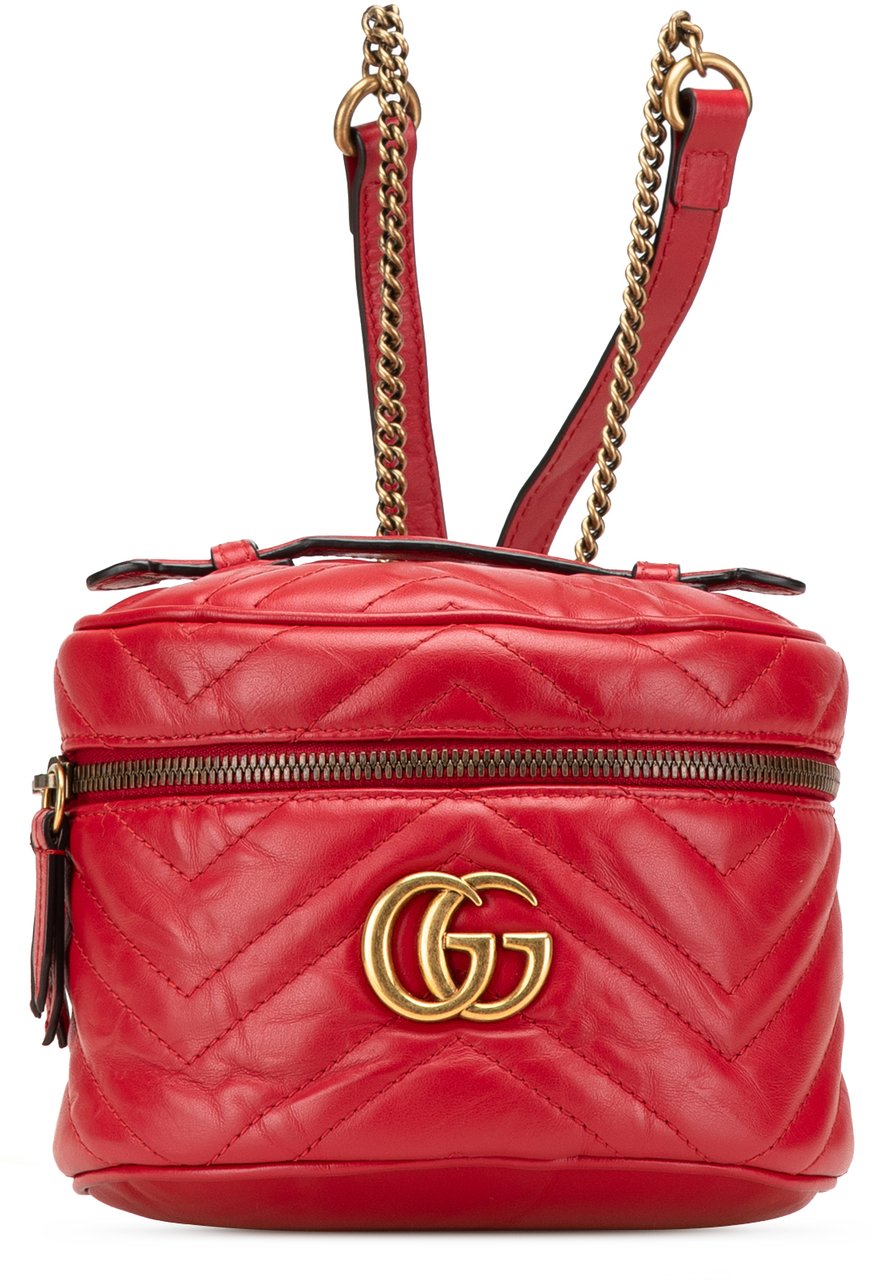 Gucci GG Marmont Round Matelasse Leather Backpack Rood