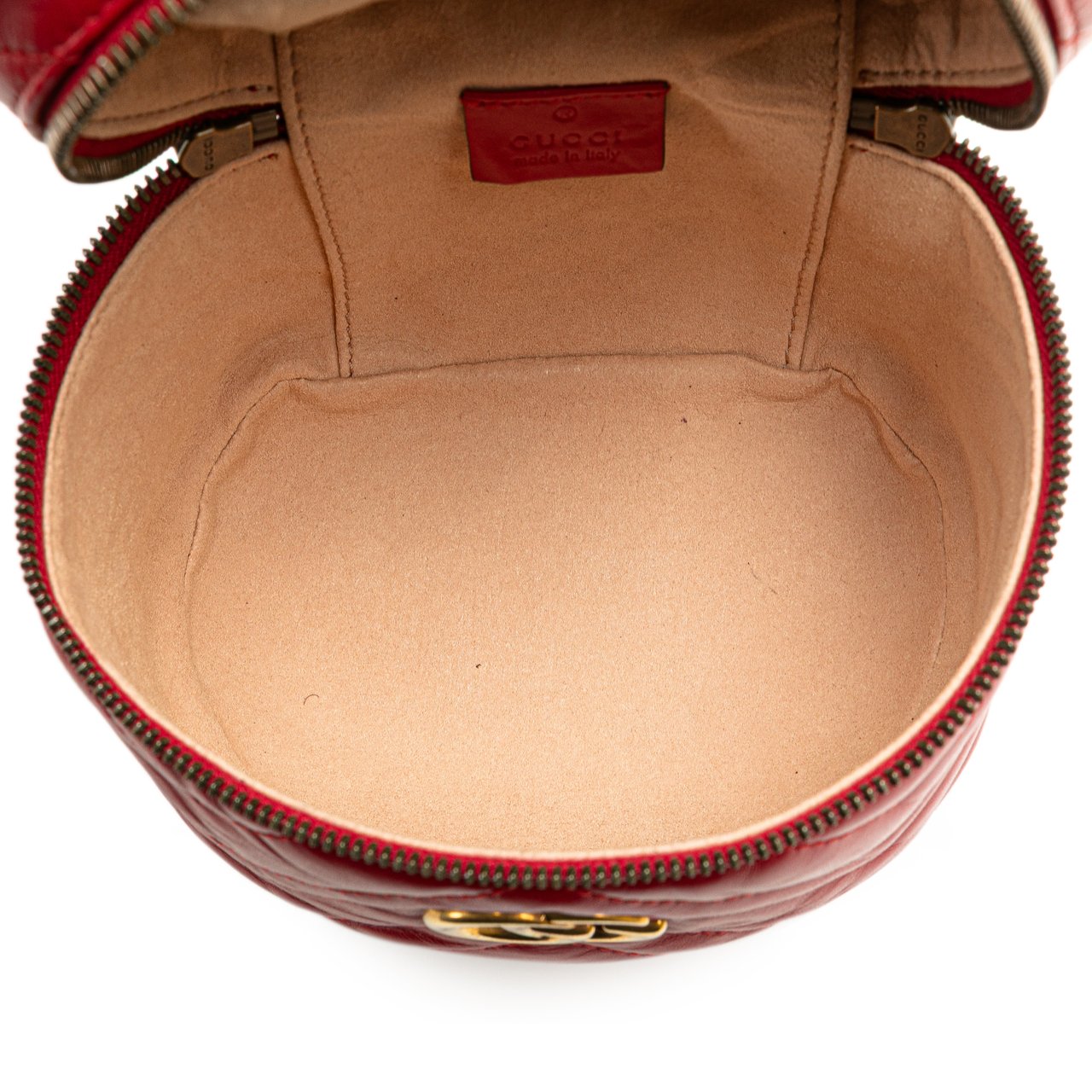 Gucci GG Marmont Round Matelasse Leather Backpack Rood