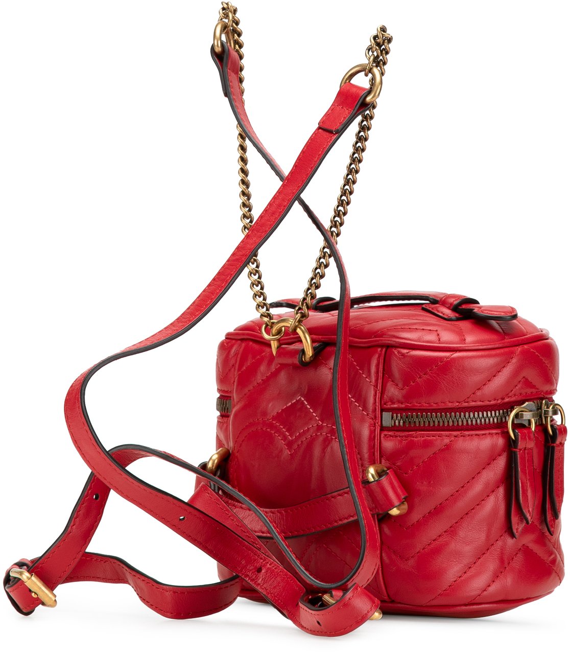 Gucci GG Marmont Round Matelasse Leather Backpack Rood