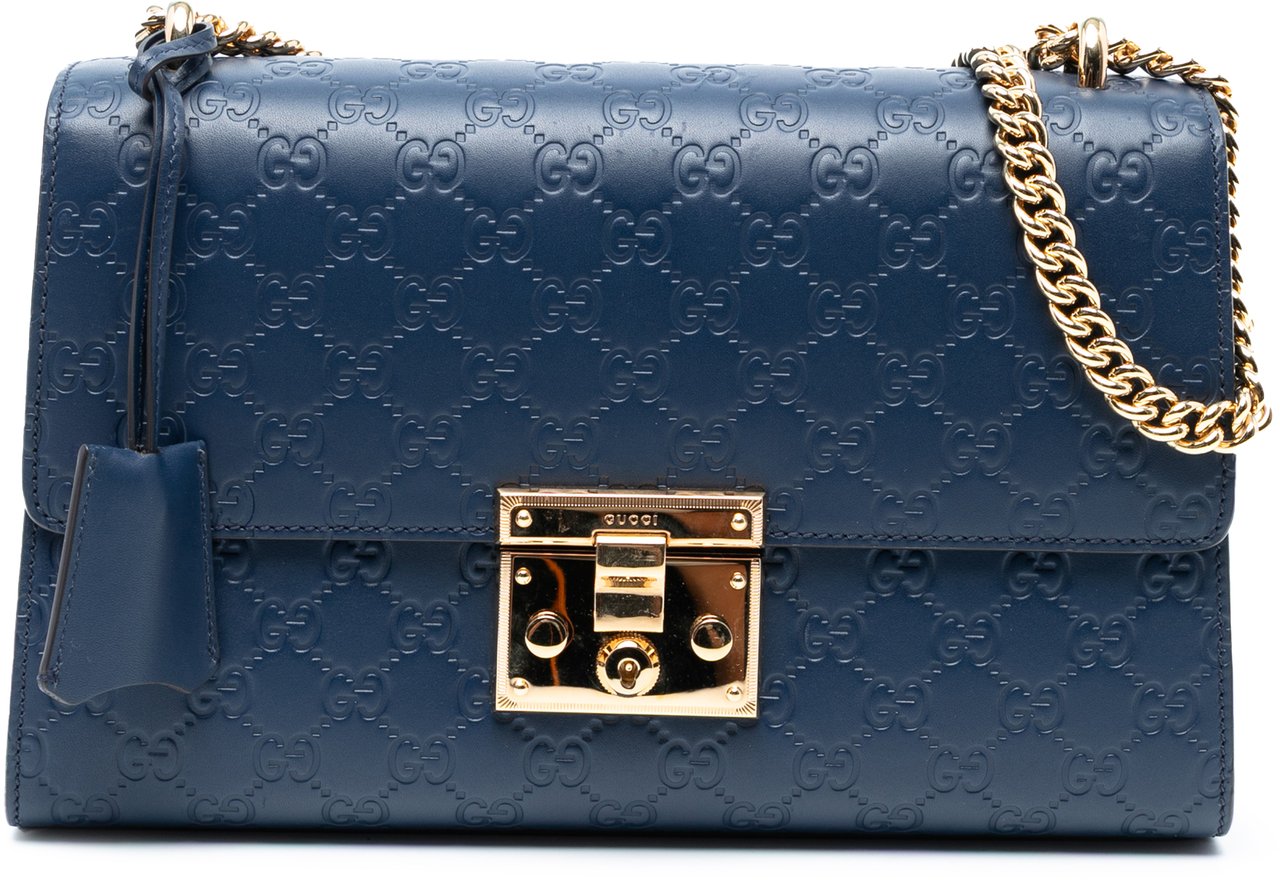 Gucci Medium Guccissima Padlock Shoulder Bag Blauw