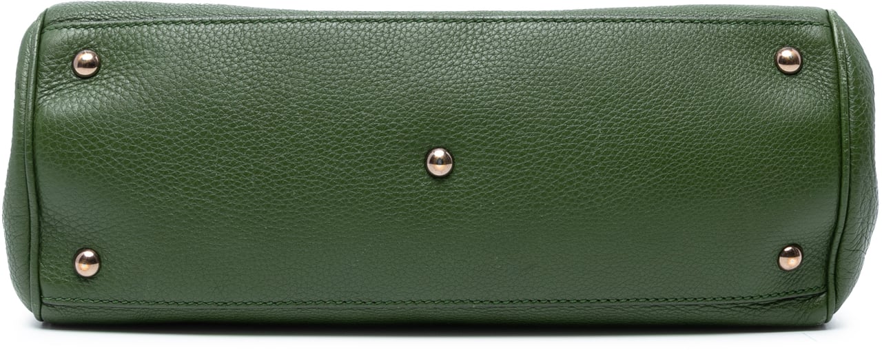 Gucci Medium Calfskin Bamboo Shopper Satchel Groen