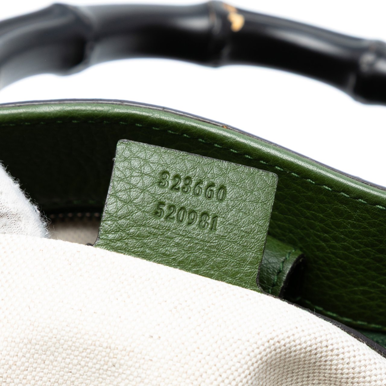 Gucci Medium Calfskin Bamboo Shopper Satchel Groen