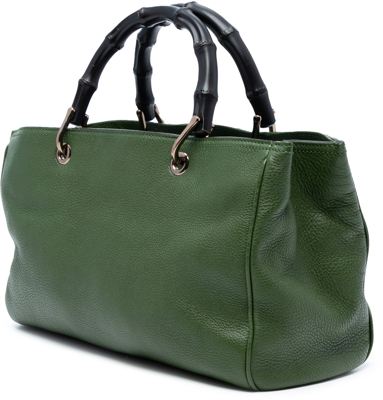 Gucci Medium Calfskin Bamboo Shopper Satchel Groen