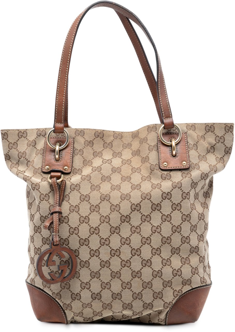 Gucci Medium GG Canvas GG Charm Tote Bruin