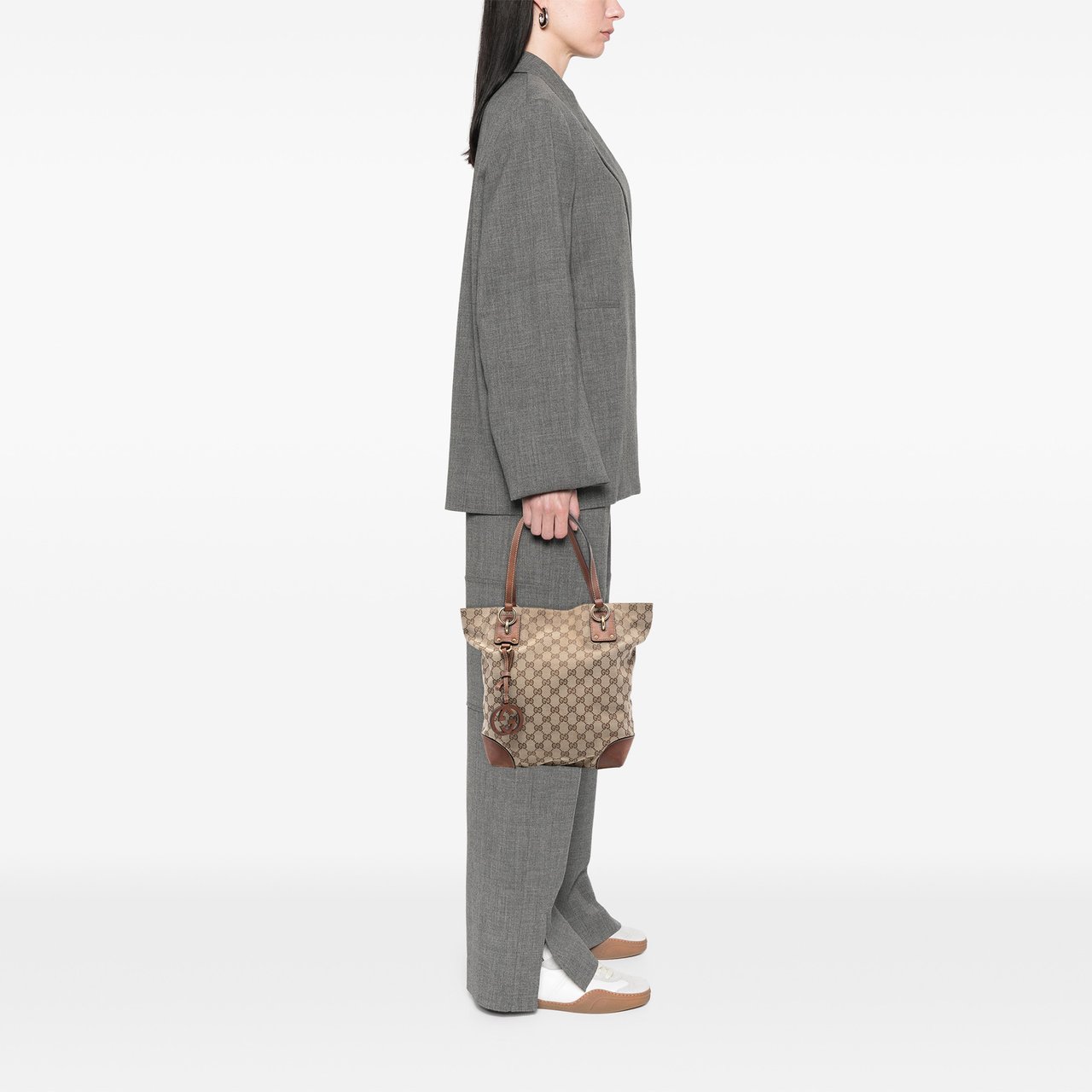 Gucci Medium GG Canvas GG Charm Tote Bruin