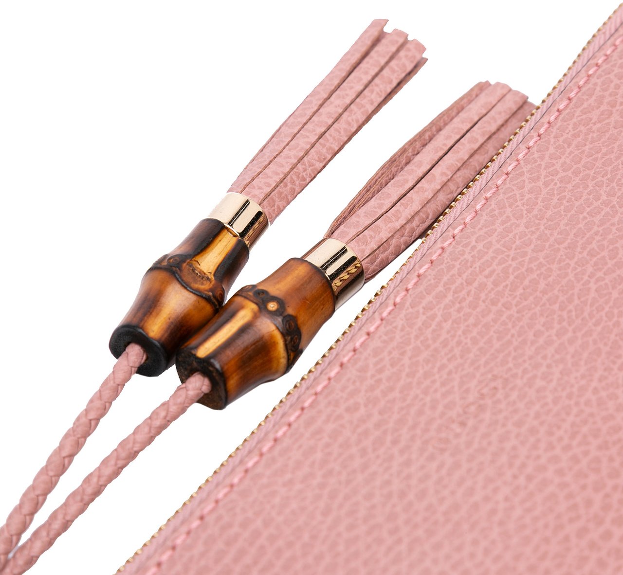 Gucci Calfskin Bamboo Clutch Roze