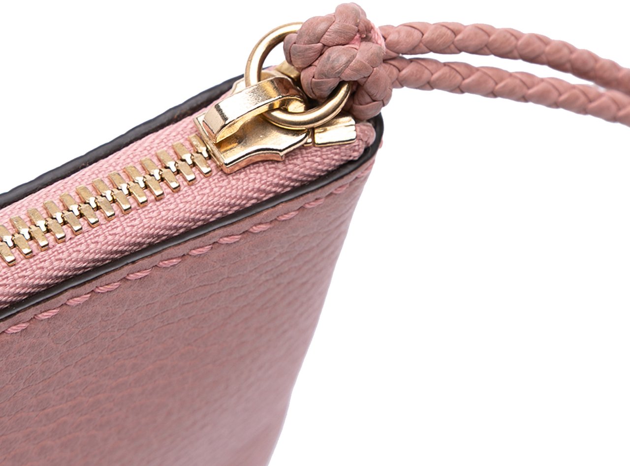 Gucci Calfskin Bamboo Clutch Roze