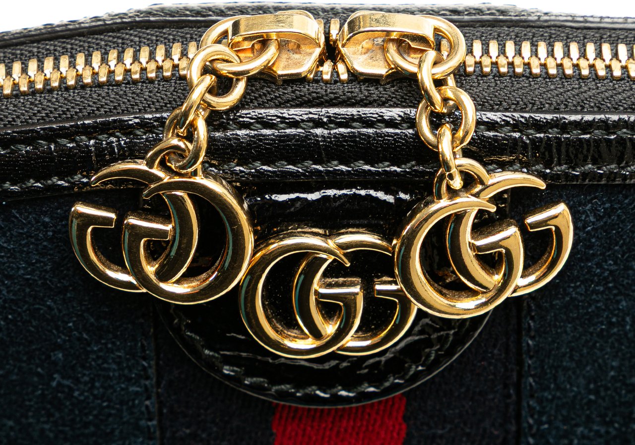 Gucci Small Ophidia Suede Dome Crossbody Blauw