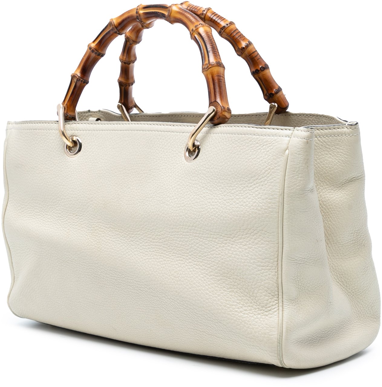 Gucci Medium Calfskin Bamboo Shopper Satchel Wit