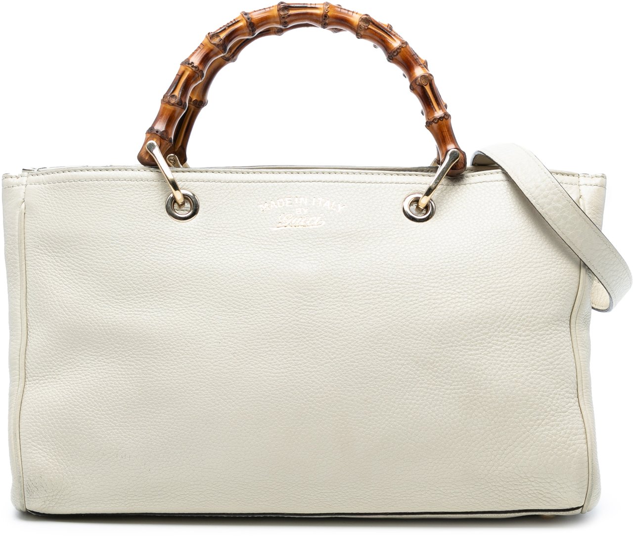 Gucci Medium Calfskin Bamboo Shopper Satchel Wit