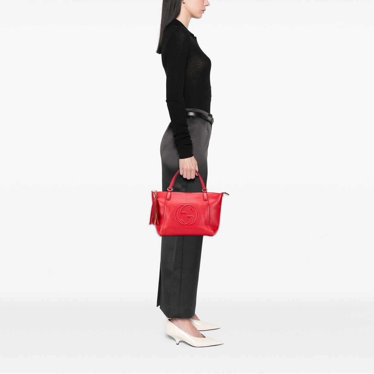 Gucci Small Leather Soho Cellarius Satchel Rood
