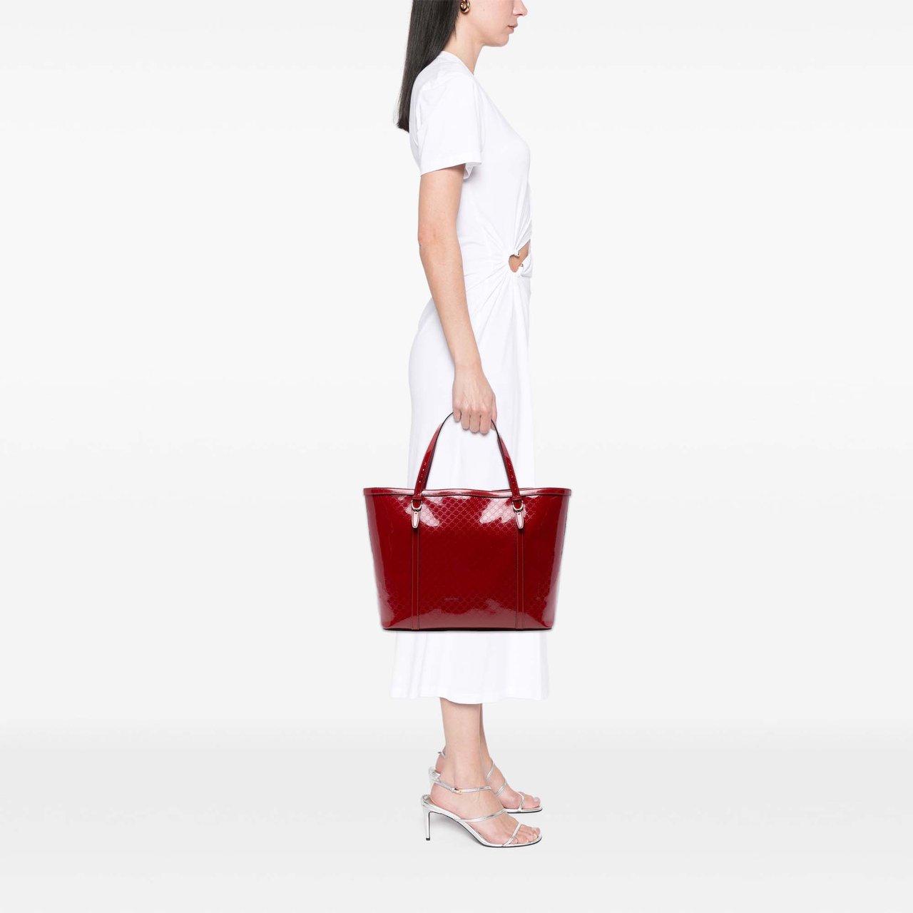 Gucci Patent Microguccissima Nice Tote Rood
