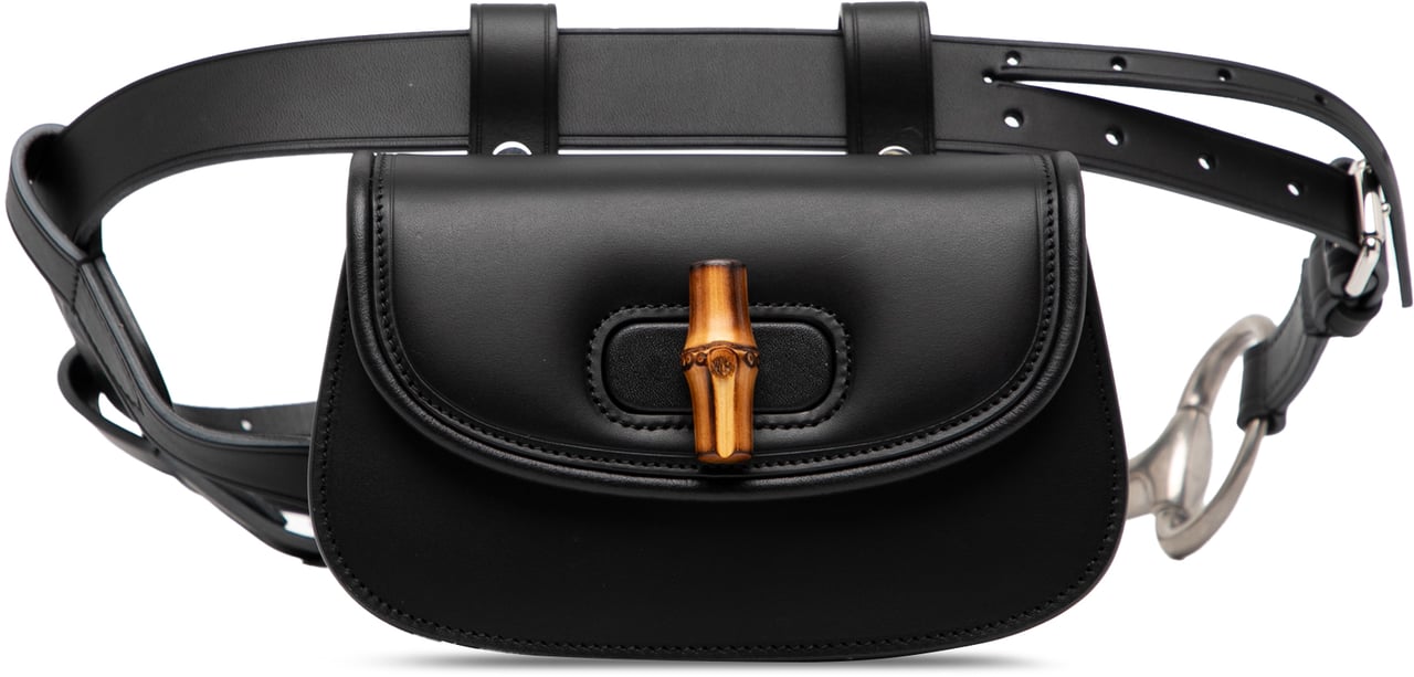 Gucci Mini Leather Bamboo 1947 Belt Bag Zwart