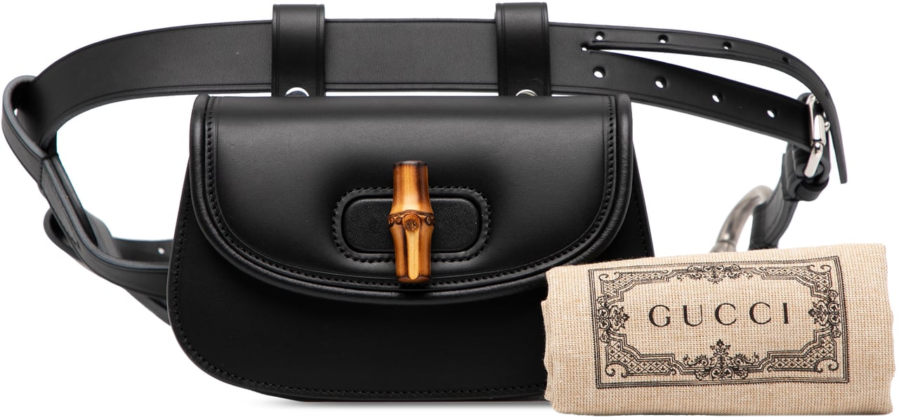 Gucci Mini Leather Bamboo 1947 Belt Bag Zwart