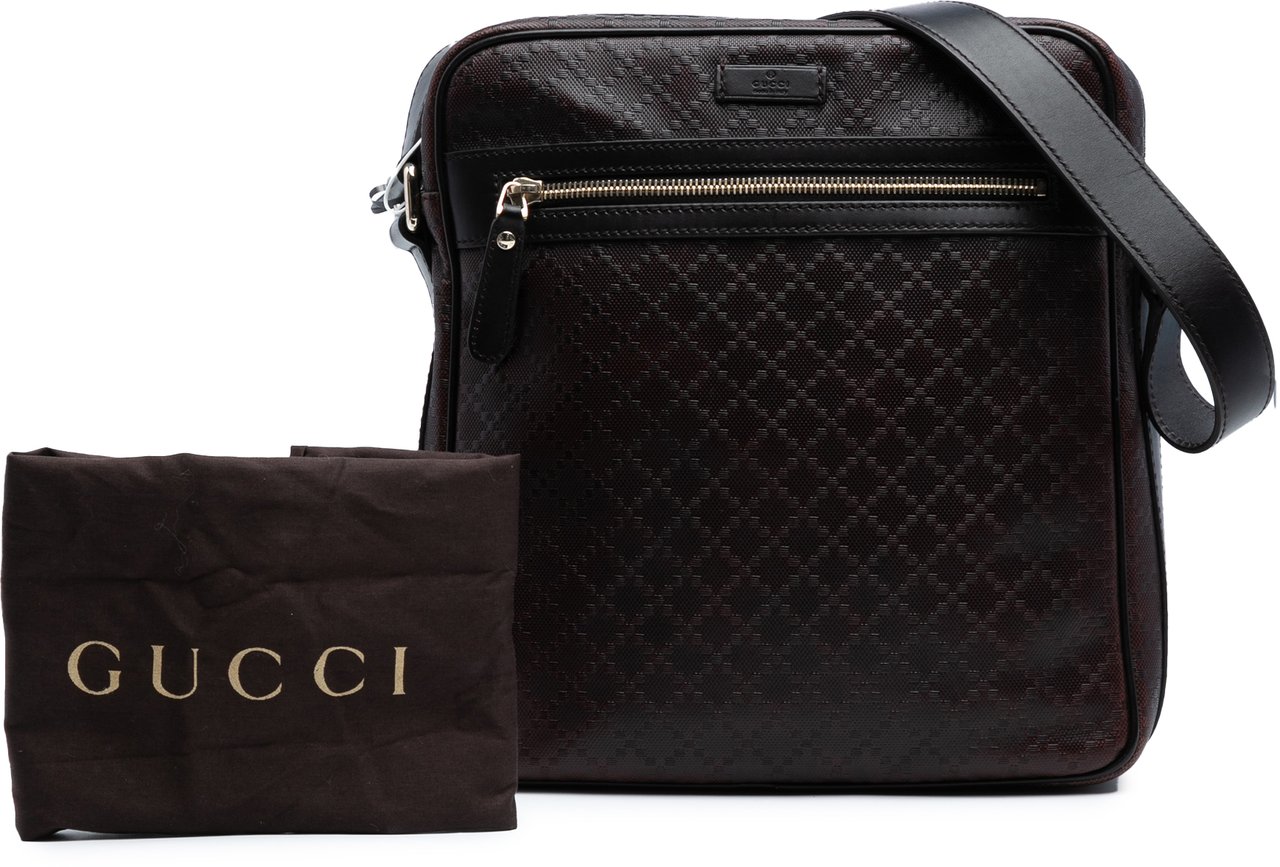 Gucci Diamante Leather Hilary Lux Crossbody Bruin