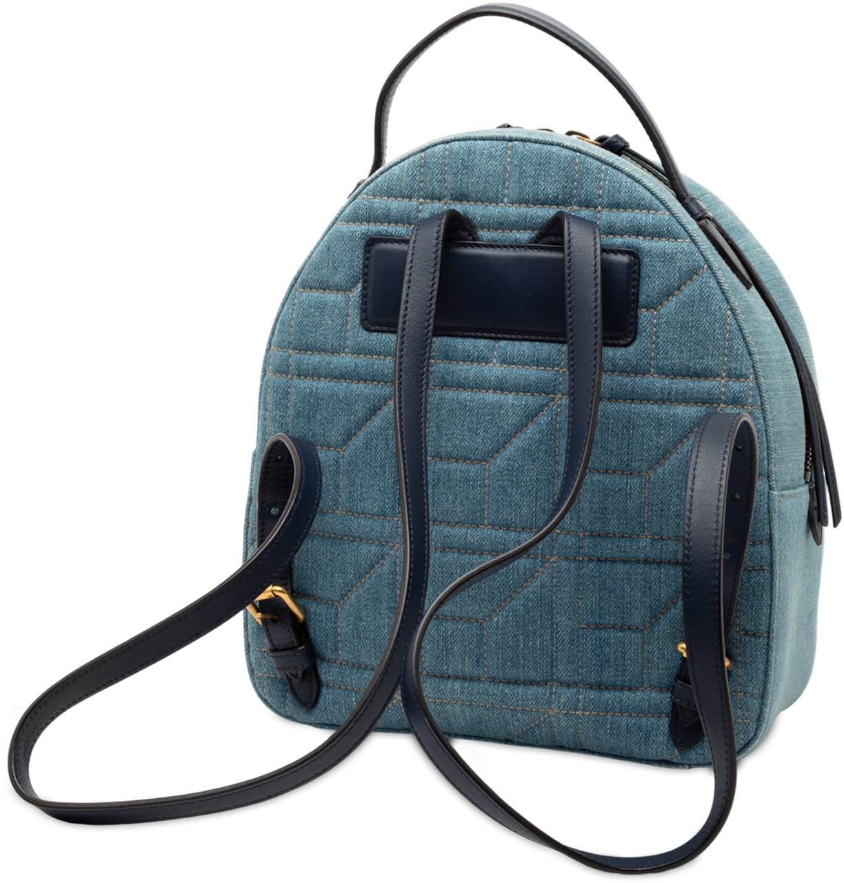 Gucci Small GG Marmont Pearl Studded Matelasse Denim Backpack Blauw