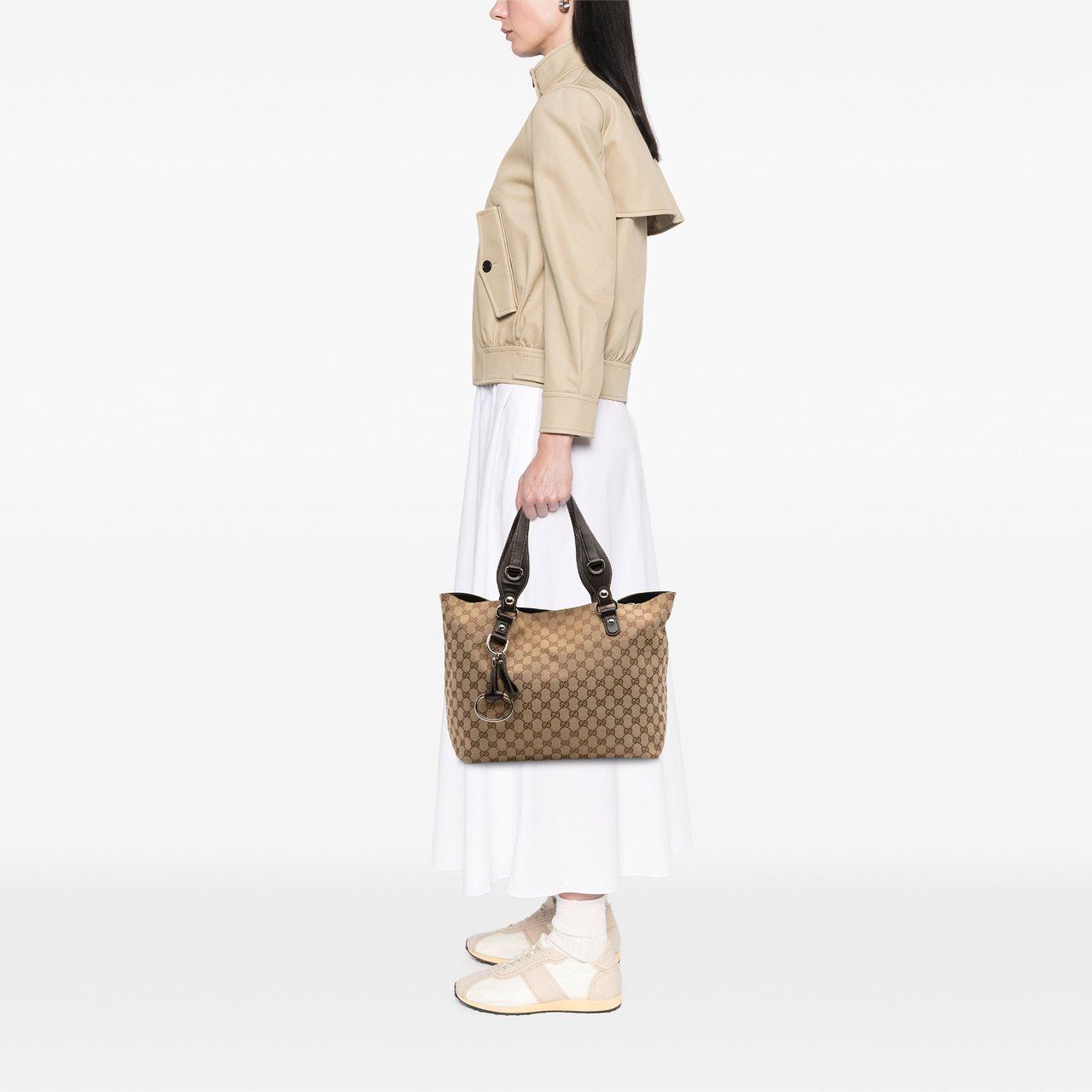 Gucci GG Canvas Icon Bit Tote Bruin