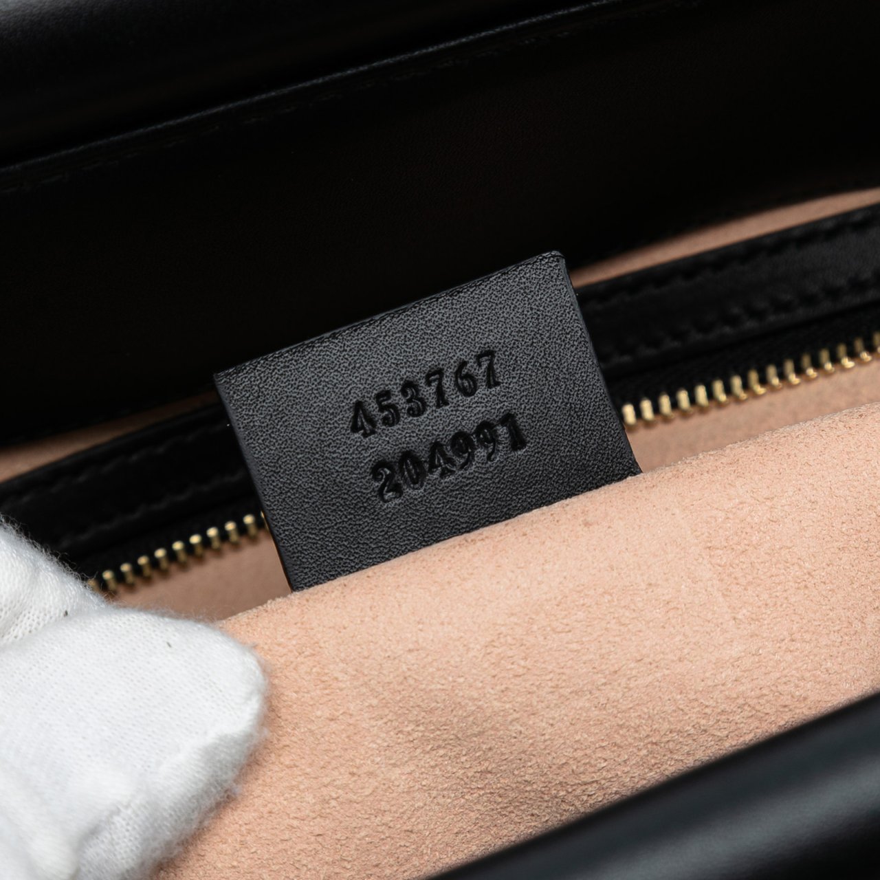 Gucci Small Leather Bamboo Nymphaea Satchel Zwart