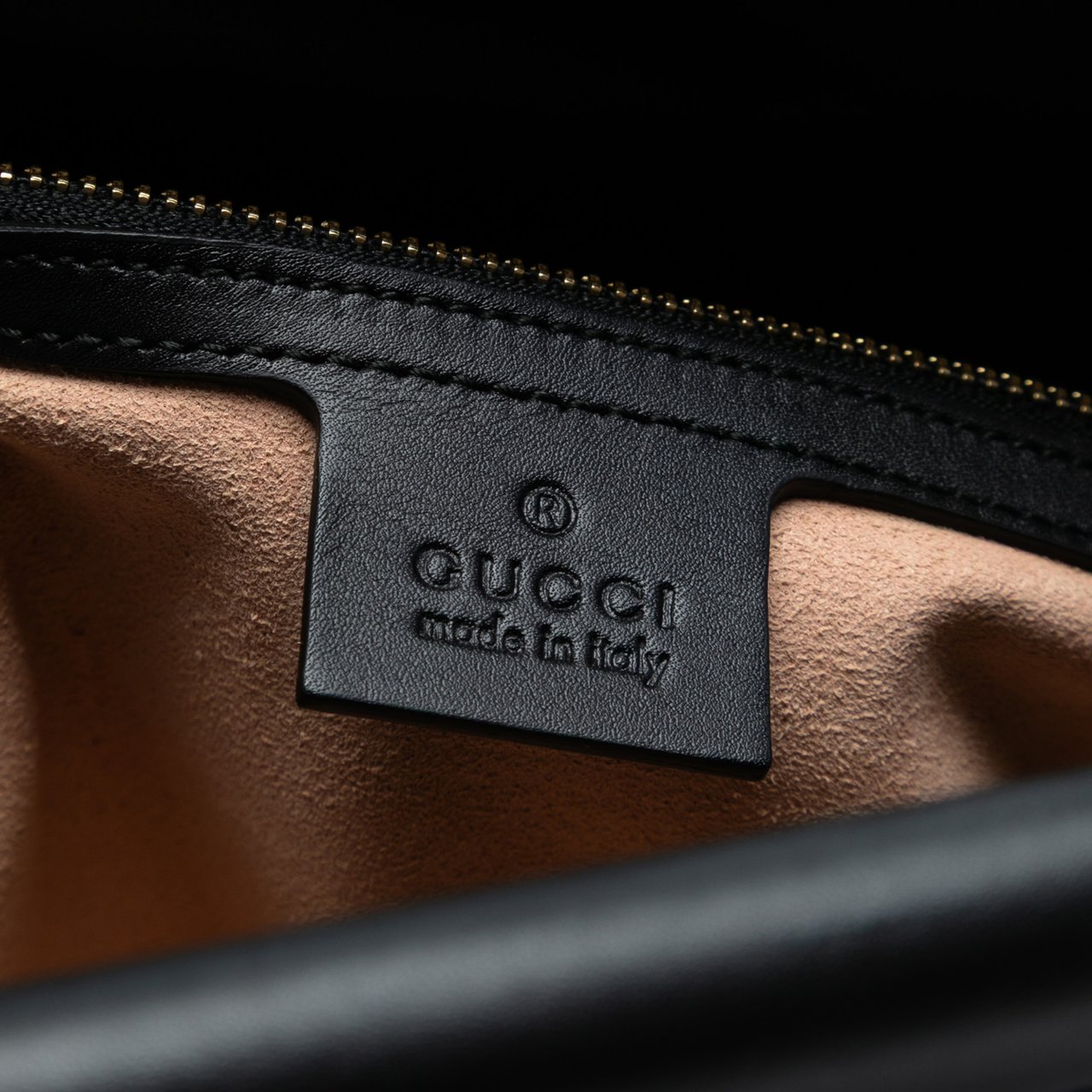 Gucci Small Leather Bamboo Nymphaea Satchel Zwart