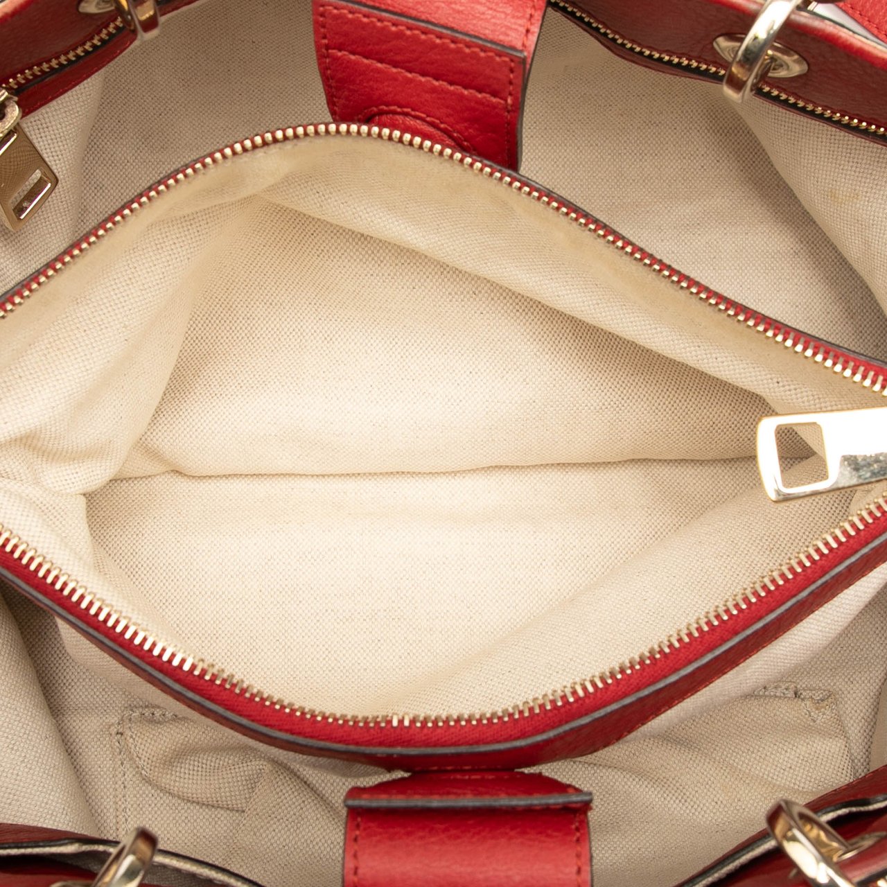 Gucci Medium Calfskin Bamboo Shopper Satchel Rood