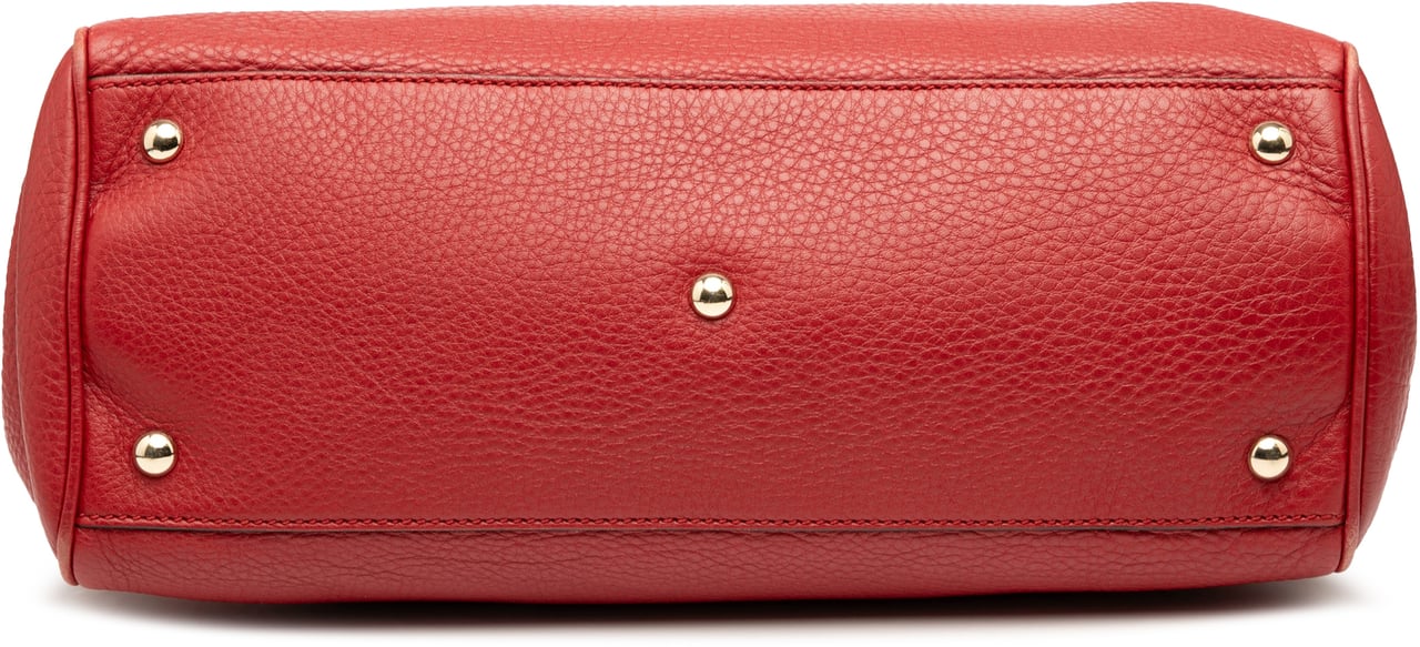 Gucci Medium Calfskin Bamboo Shopper Satchel Rood