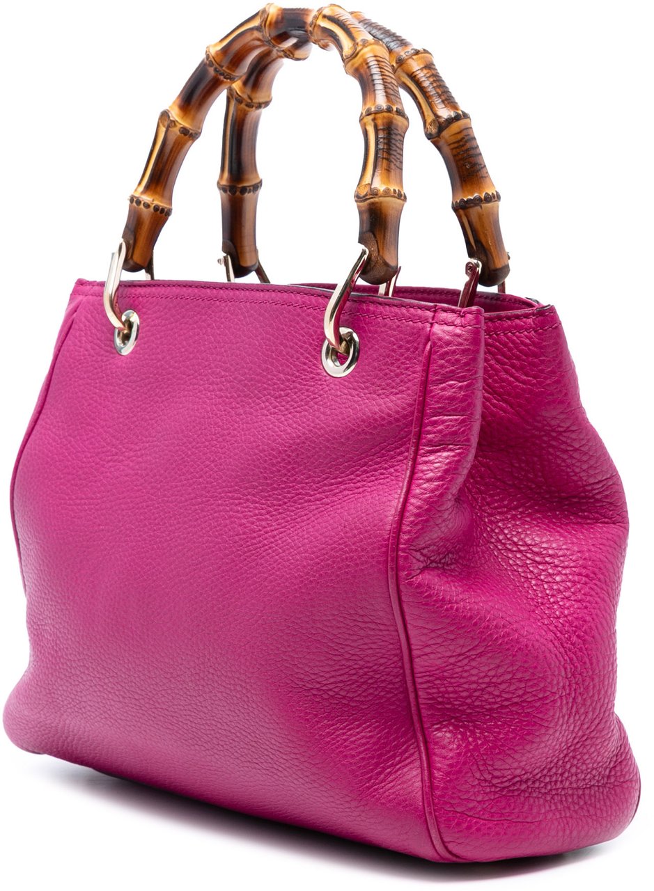 Gucci Small Calfskin Bamboo Shopper Satchel Roze