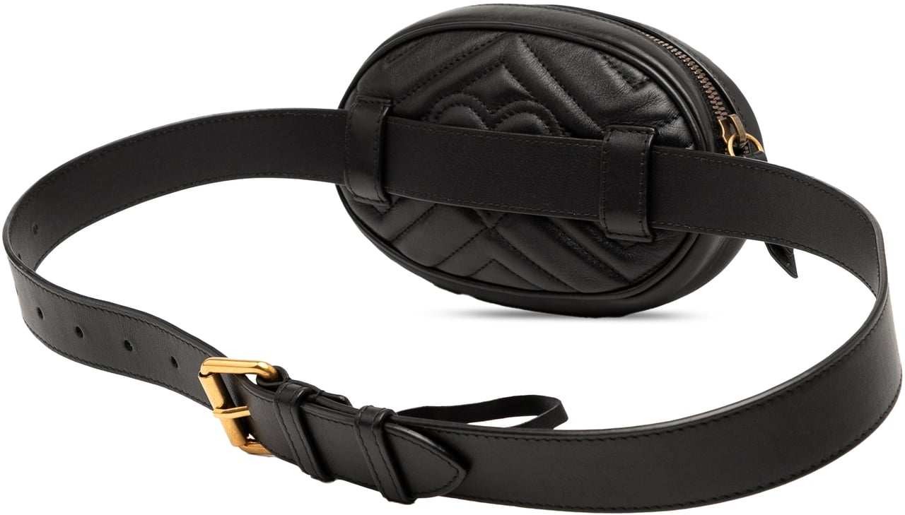 Gucci GG Marmont Matelasse Leather Belt Bag Zwart