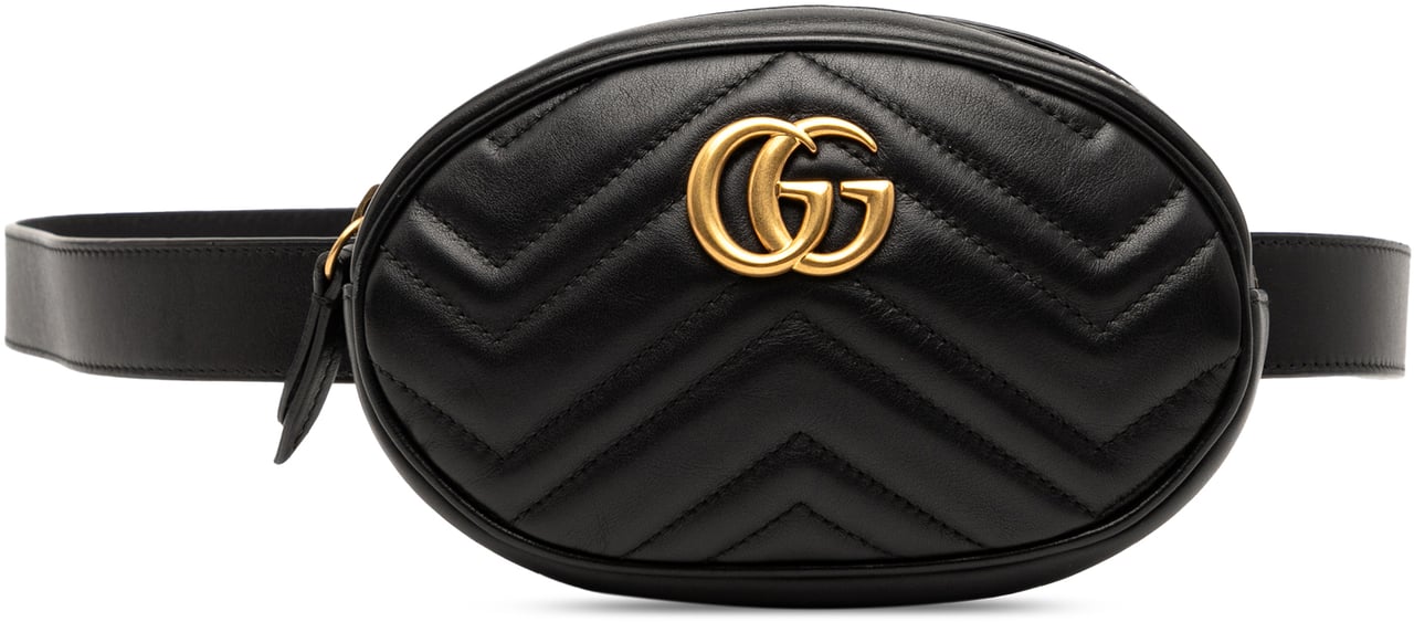 Gucci GG Marmont Matelasse Leather Belt Bag Zwart