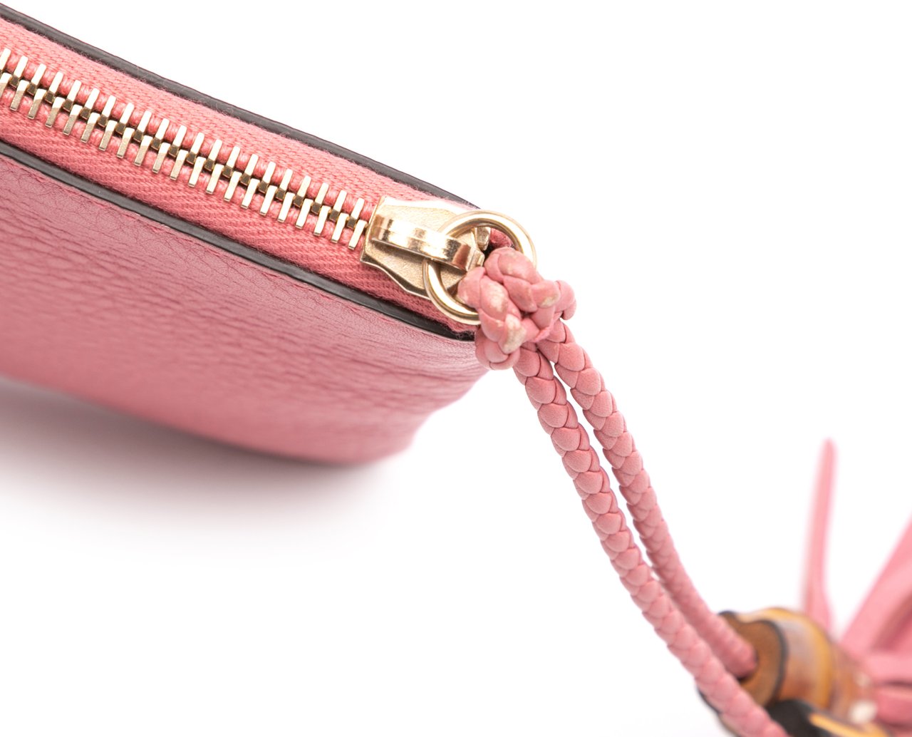 Gucci Calfskin Bamboo Clutch Roze